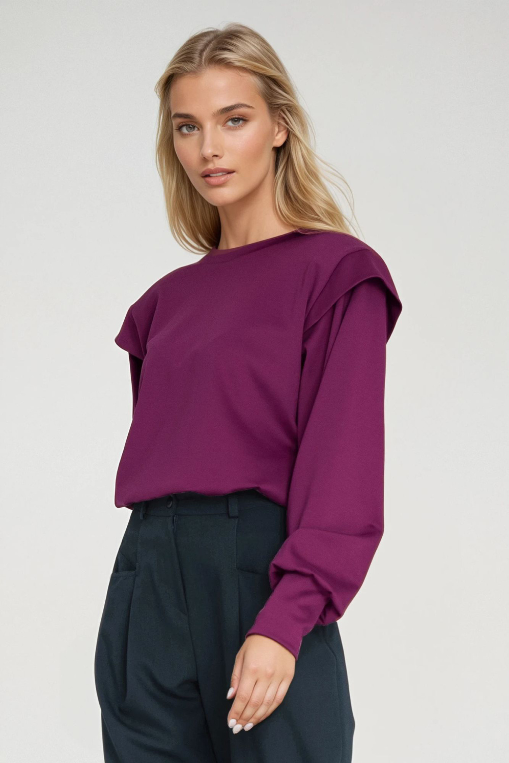 Bluza z wysokimi ściągaczami BL10 Purpura - Nife - obrazek 5
