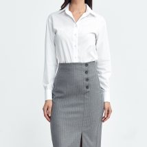 Spódnica ołówkowa z guzikami na boku, prążek SP77 Grey – Nife