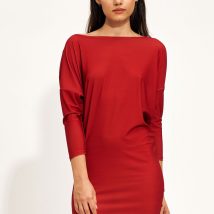 Sukienka Czerwona mini sukienka typu nietoperz S215 Red – Nife
