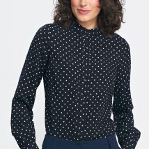 Czarna bluzka na stójce w groszki B155 Black – Nife