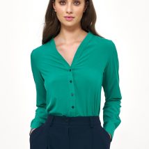 Zielona elegancka bluzka z długim rękawem B151 Green – Nife
