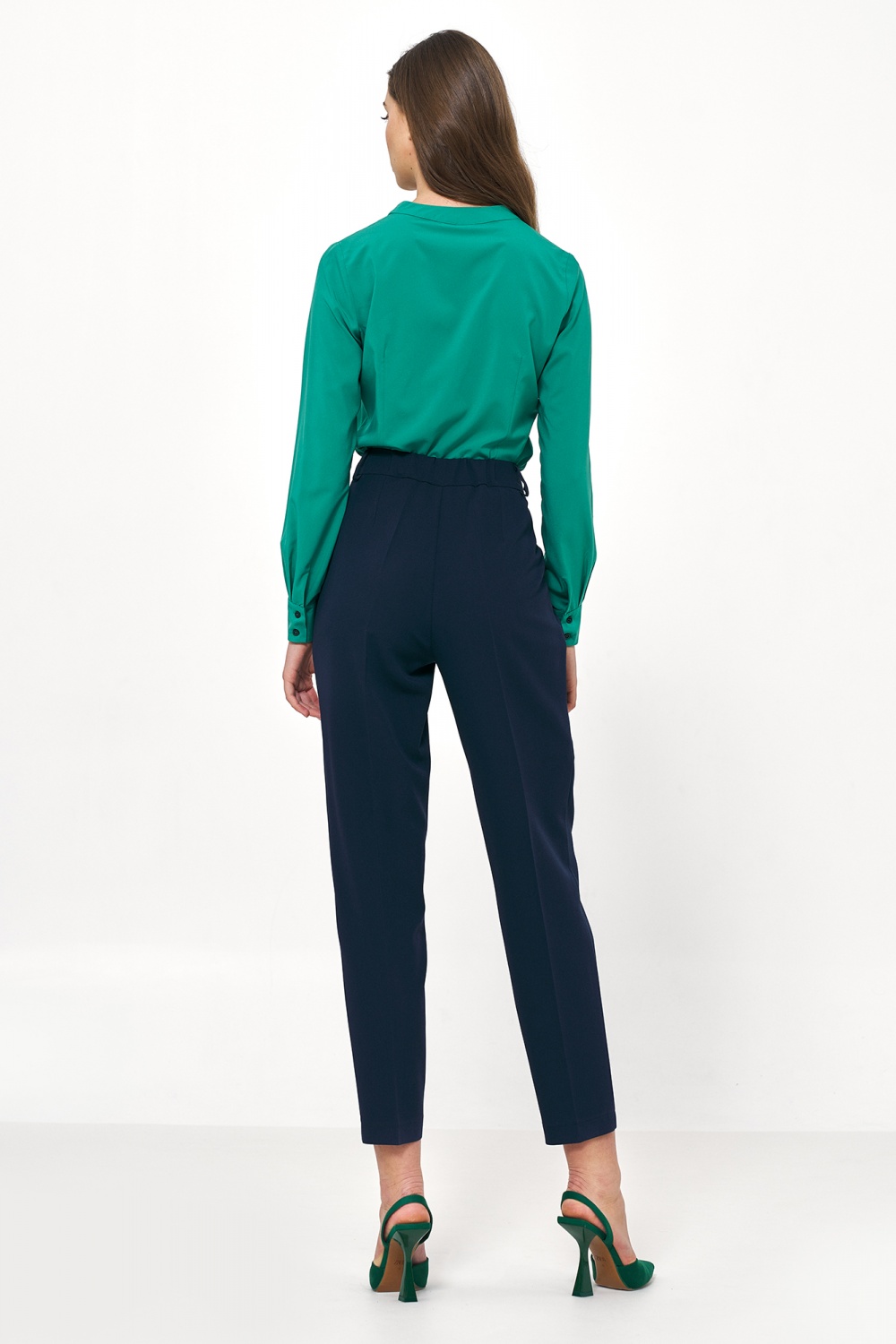 Zielona elegancka bluzka z długim rękawem B151 Green - Nife - obrazek 5