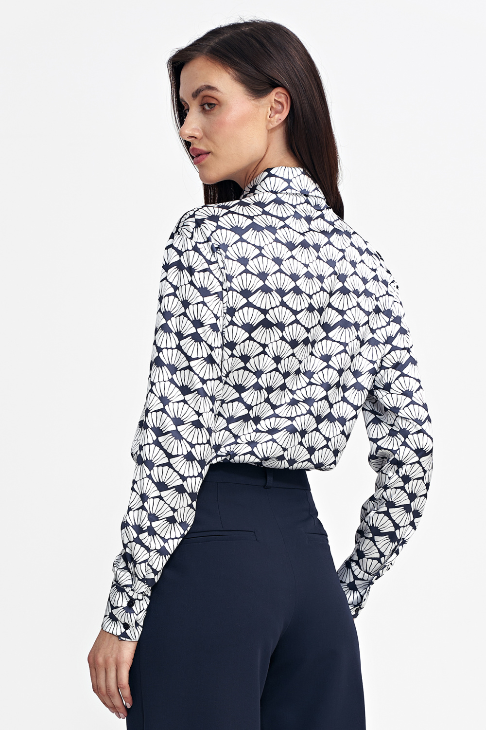 Satynowa koszula body K83 Navy/Wzór - Nife - obrazek 5