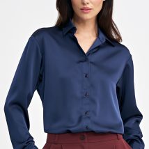 Satynowa koszula body K80 Navy – Nife