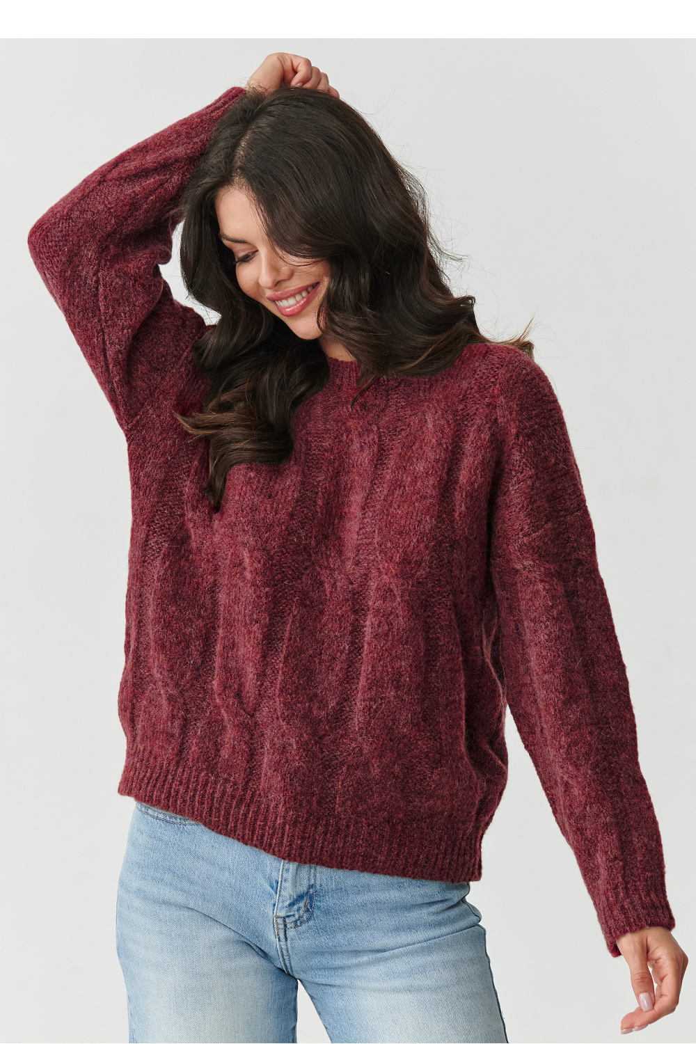 Sweter Damski Model S169 Bordo - Makadamia