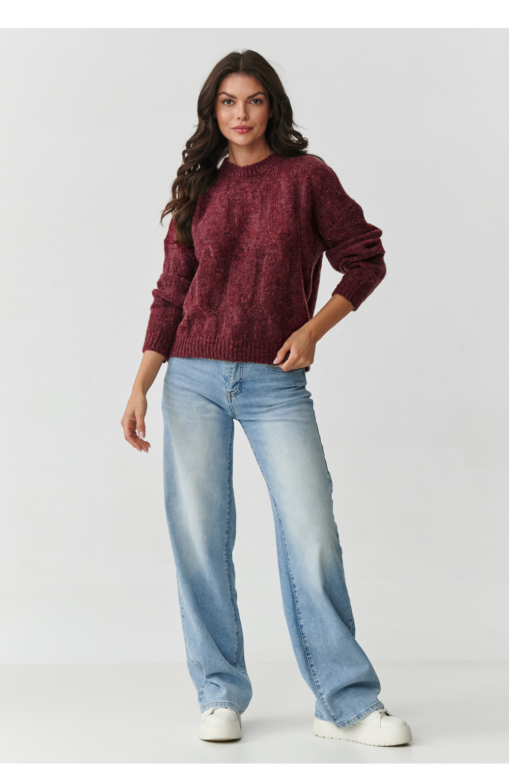 Sweter Damski Model S169 Bordo - Makadamia - obrazek 3