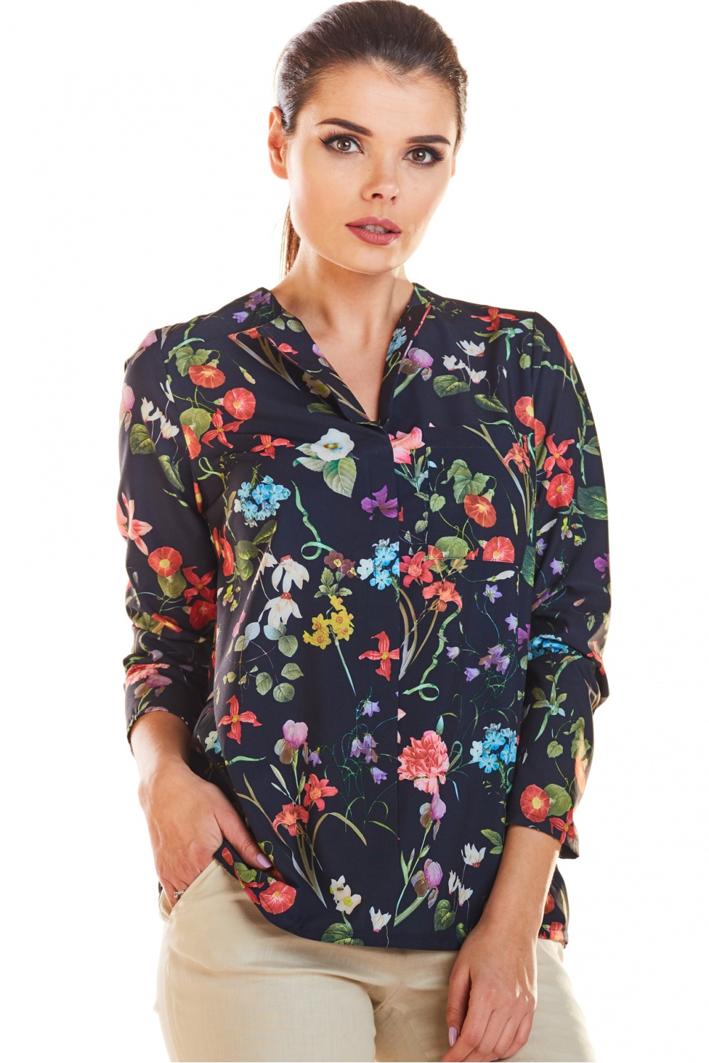 Bluzka Model M193 Flowers Navy - Infinite You