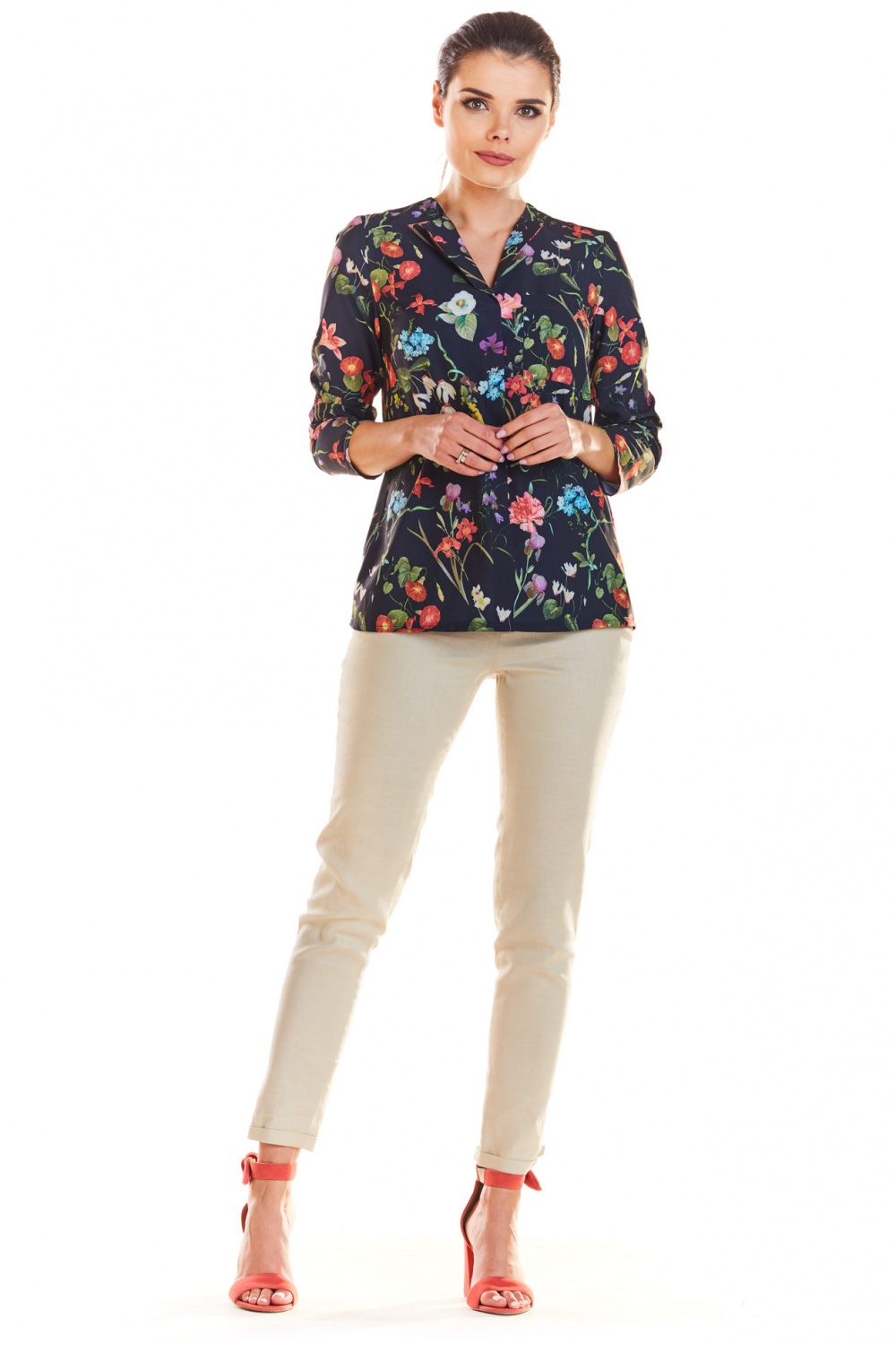 Bluzka Model M193 Flowers Navy - Infinite You - obrazek 3