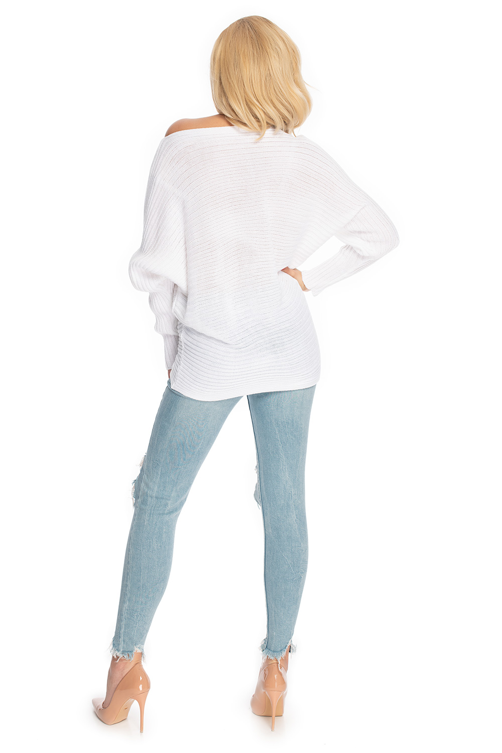 Sweter Damski Model 70036 White - PeeKaBoo - obrazek 4