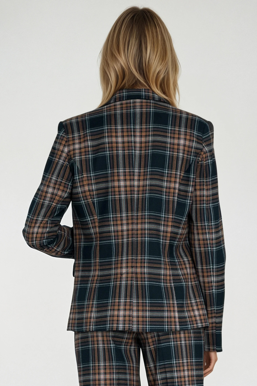 Klasyczny żakiet w granatową kratkę Z87 Navy - Nife - obrazek 4