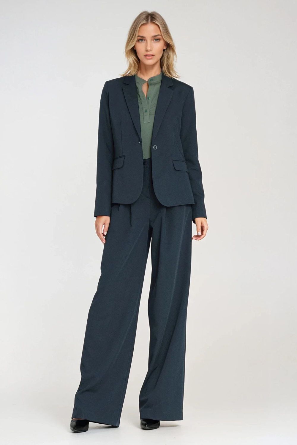 Klasyczny żakiet na jeden guzik Z83 Navy - Nife - obrazek 3