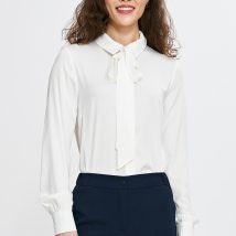 Bluzka z szarfą pod szyją B190 Ecru – Nife