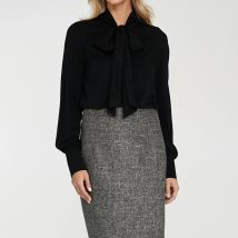 Spódnica Ołówkowa spódnica z dekoracyjnym zamkiem SP85 Black Melange – Nife