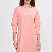 Sukienka z zakładkami na rękawach S267 Łosoś – Nife