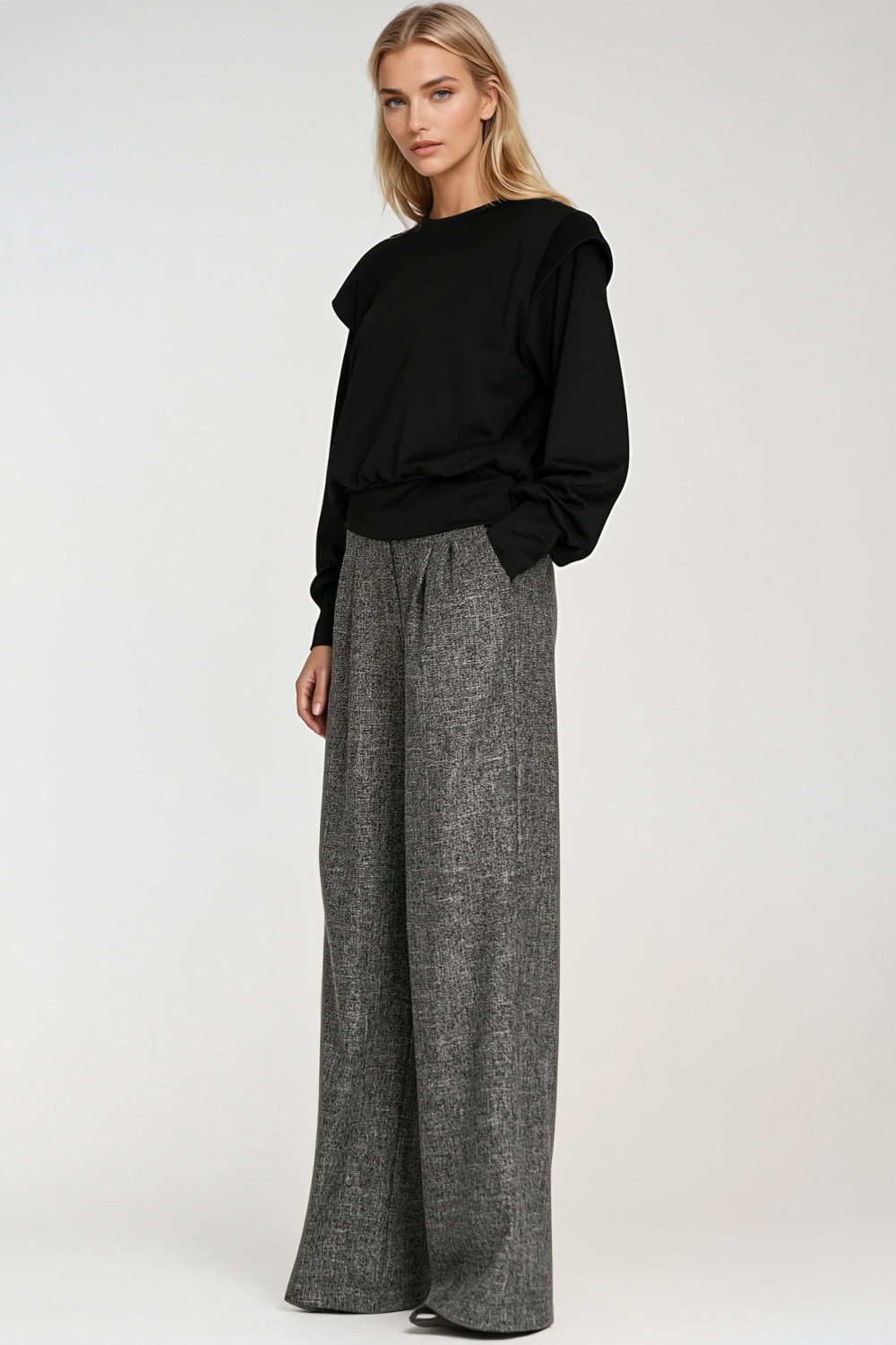 Bluza z wysokimi ściągaczami BL10 Black - Nife - obrazek 3