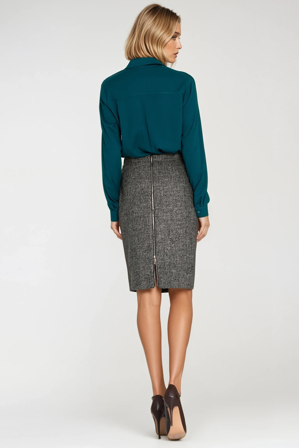 Bluzka z krytą plisą B205 Szmaragd - Nife - obrazek 4