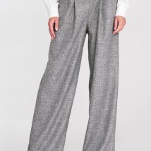 Spodnie z zakładkami wide leg SD116 Grey Melange – Nife