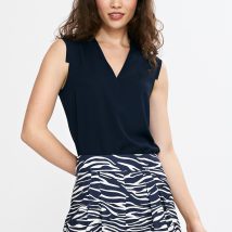 Bluzka bez rękawów z dekoltem V B191 Navy – Nife