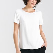 Bluzka basic z krótkim rękawem B160 Ecru – Nife