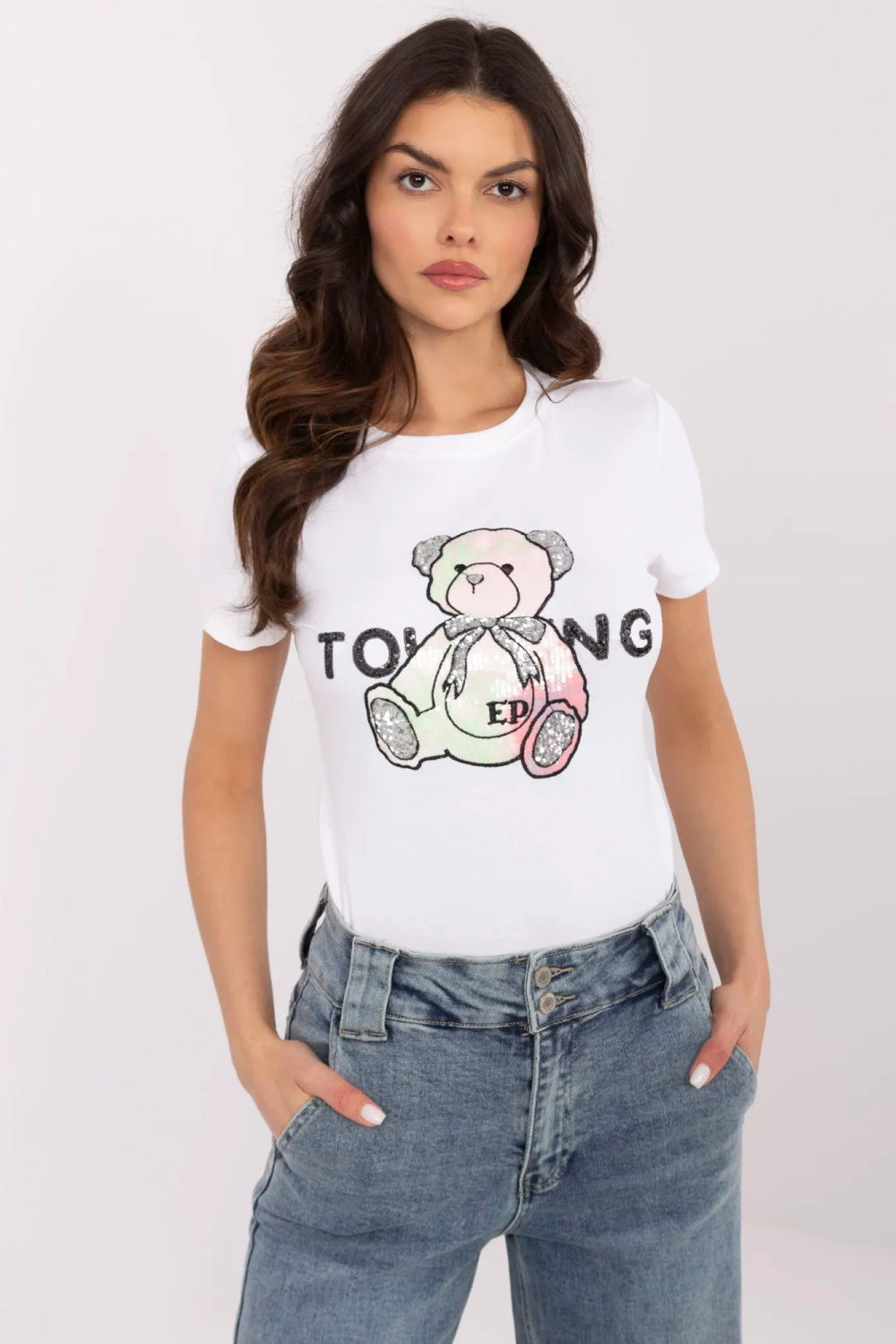 Tshirt Damski Model NM-TS-JX-09328.65P White/Pink - NM