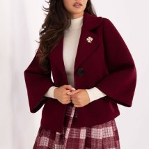 Płaszcz Damski Model IT-KR-FL8159.24 Bordo – Rue Paris