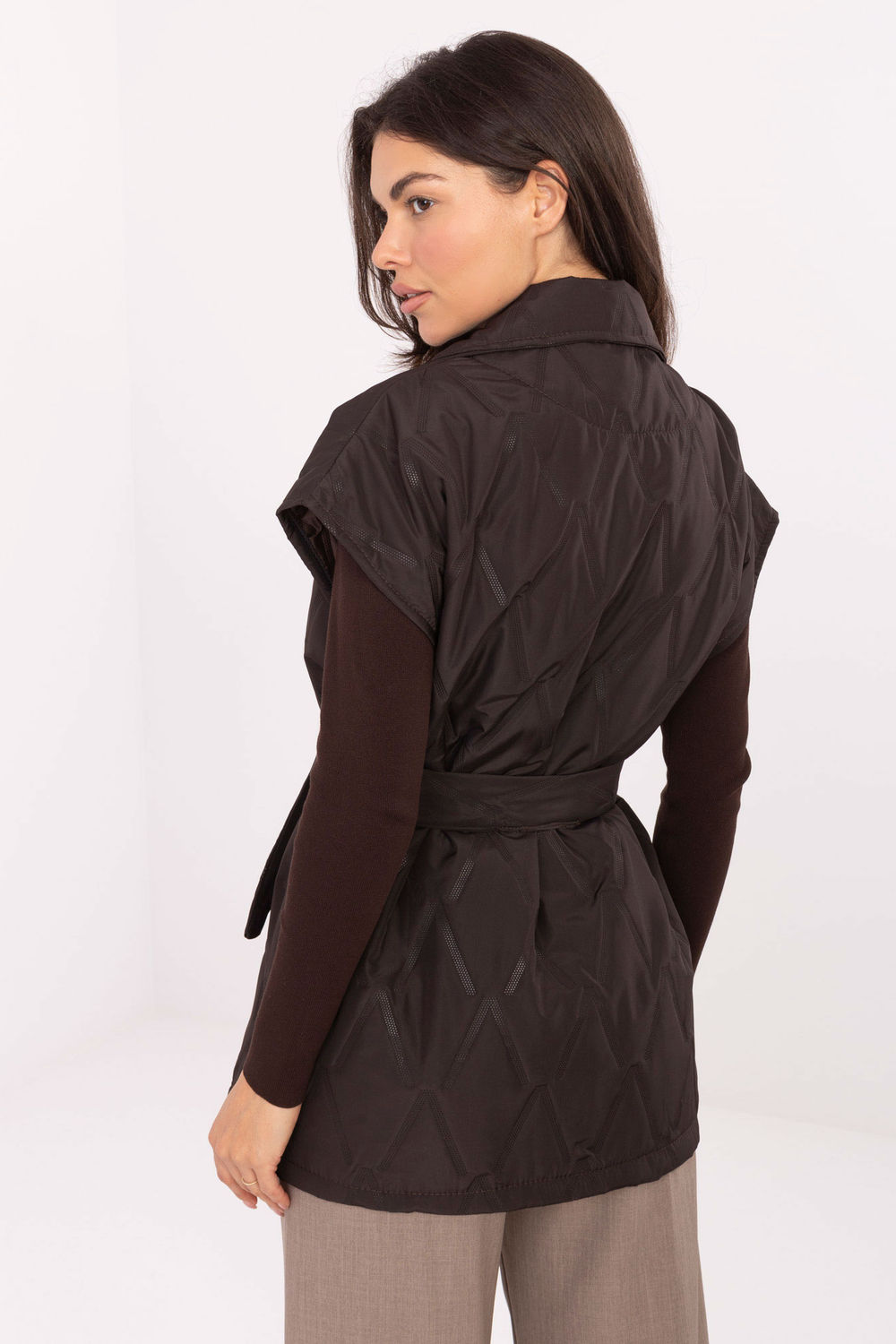 Kamizelka Model IT-KZ-FL9603.87 Dark Brown - Rue Paris - obrazek 4