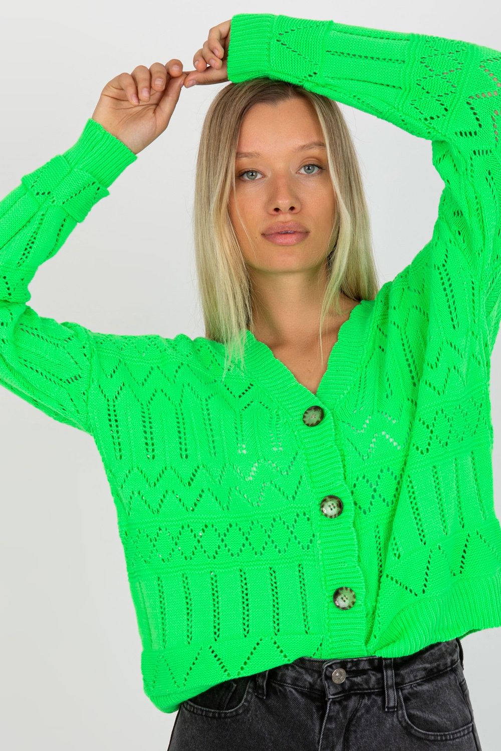 Sweter Damski Model LC-SW-8022.04P Fluo Green - Rue Paris - obrazek 4