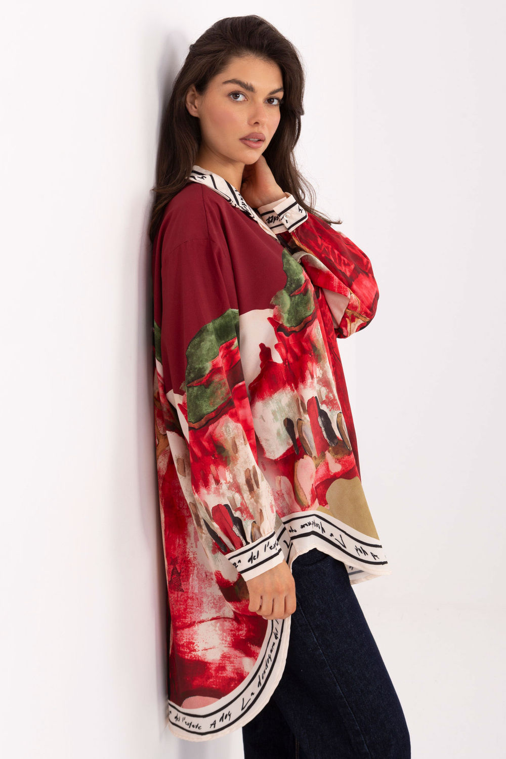 Koszula Damska Model IT-KS-18729.12 Bordo - Rue Paris - obrazek 3