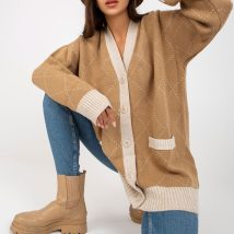 Sweter Kardigan Model LC-SW-0258.03P Camel – Rue Paris