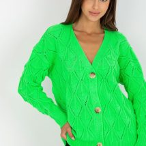 Sweter Kardigan Model LC-SW-8035.06X Fluo Green – Rue Paris