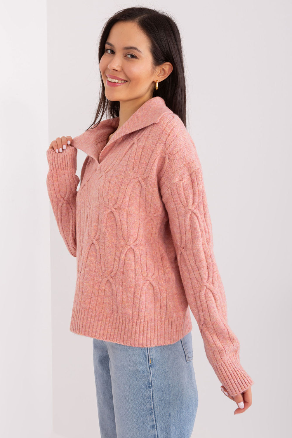 Sweter Damski Model AT-SW-2349-2.96 Dark Pink - AT - obrazek 3