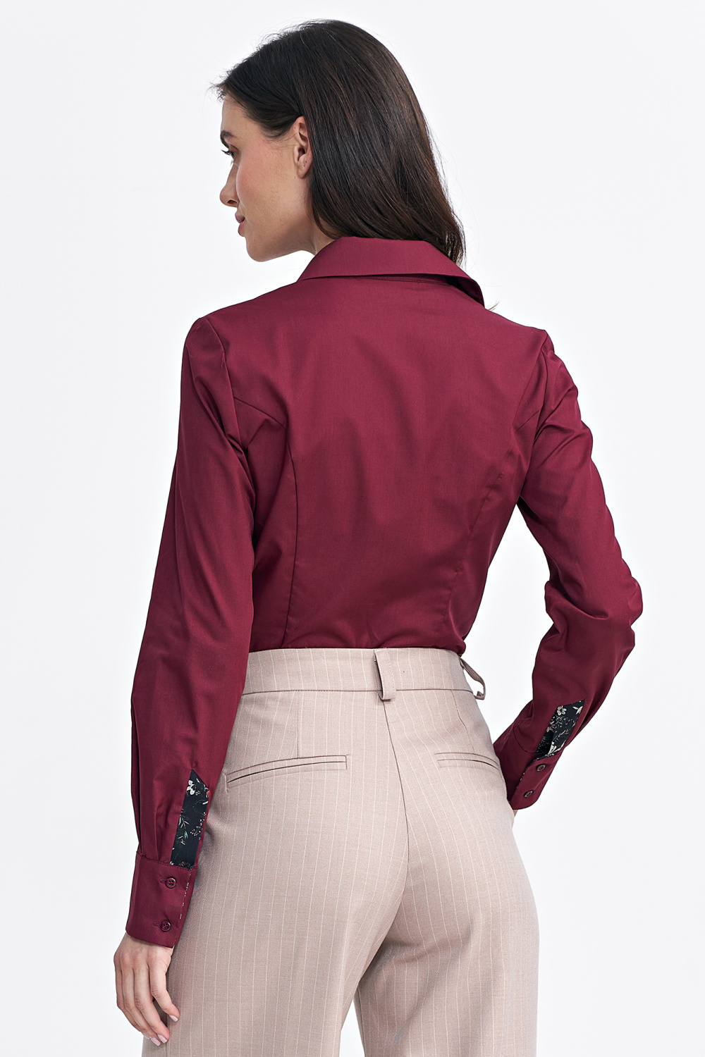 Koszula z wstawkami K82 Bordo - Nife - obrazek 4