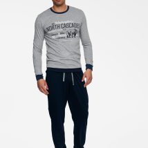 Piżama Męska Model Beast 40034-90X Grey Melange/Navy – Henderson