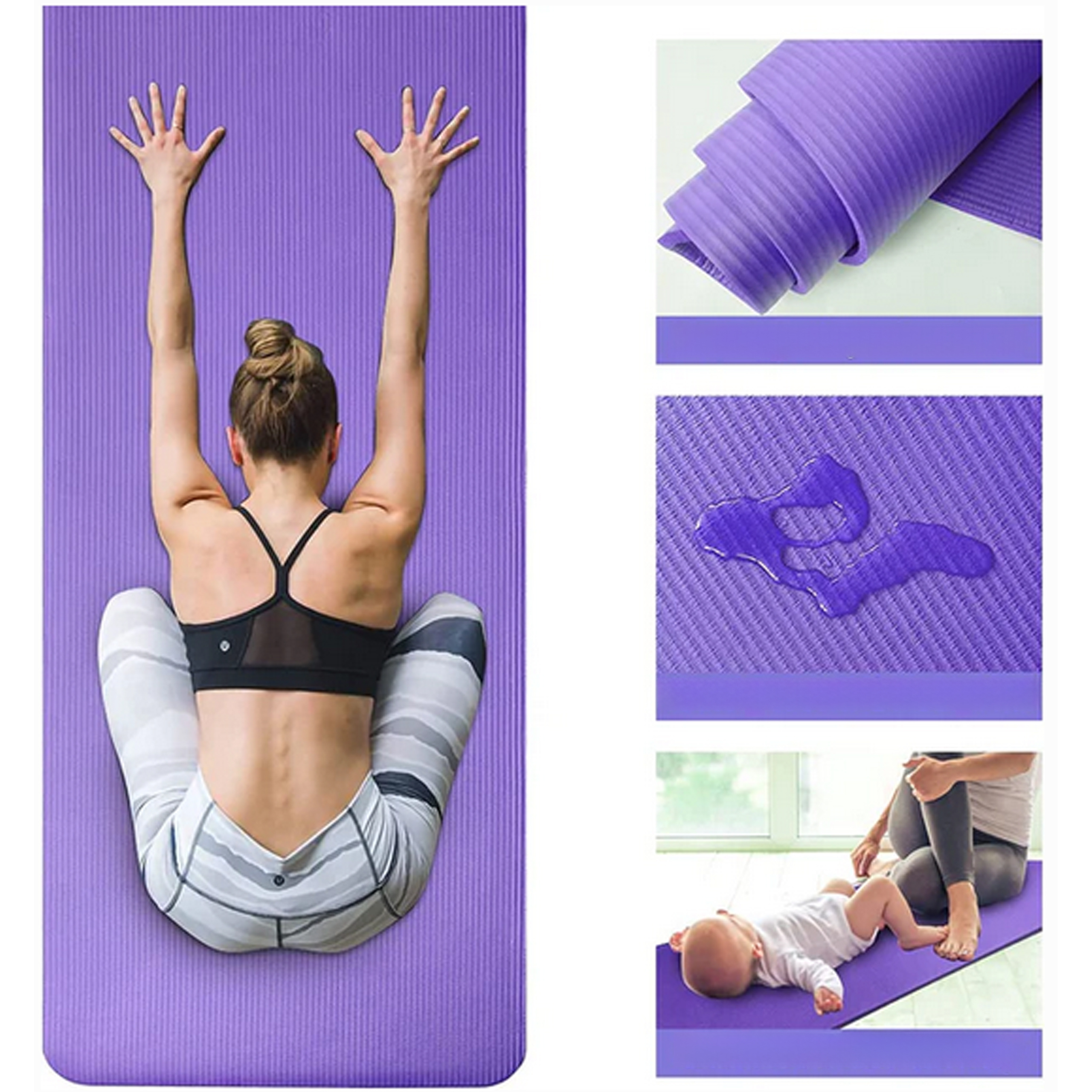 MATA GIMNASTYCZNA DO ĆWICZEŃ JOGI PILATESU FITNESS KARIMATA GRUBA NBR DUŻA - obrazek 11