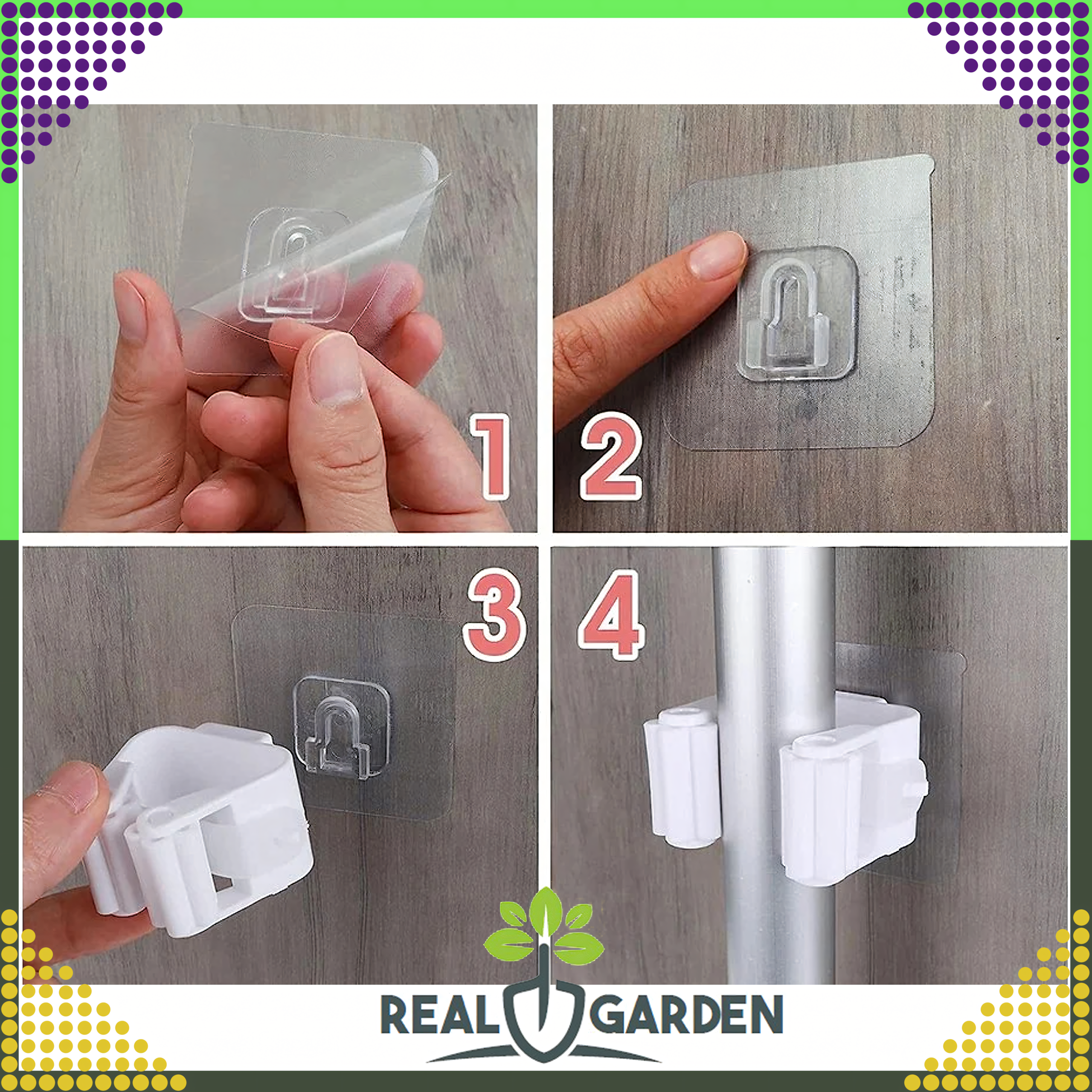 Uchwyt Wieszak Ścienny na Mop Mopy Szczotki Miotłe Narzędzia Samoprzylepny - obrazek 8