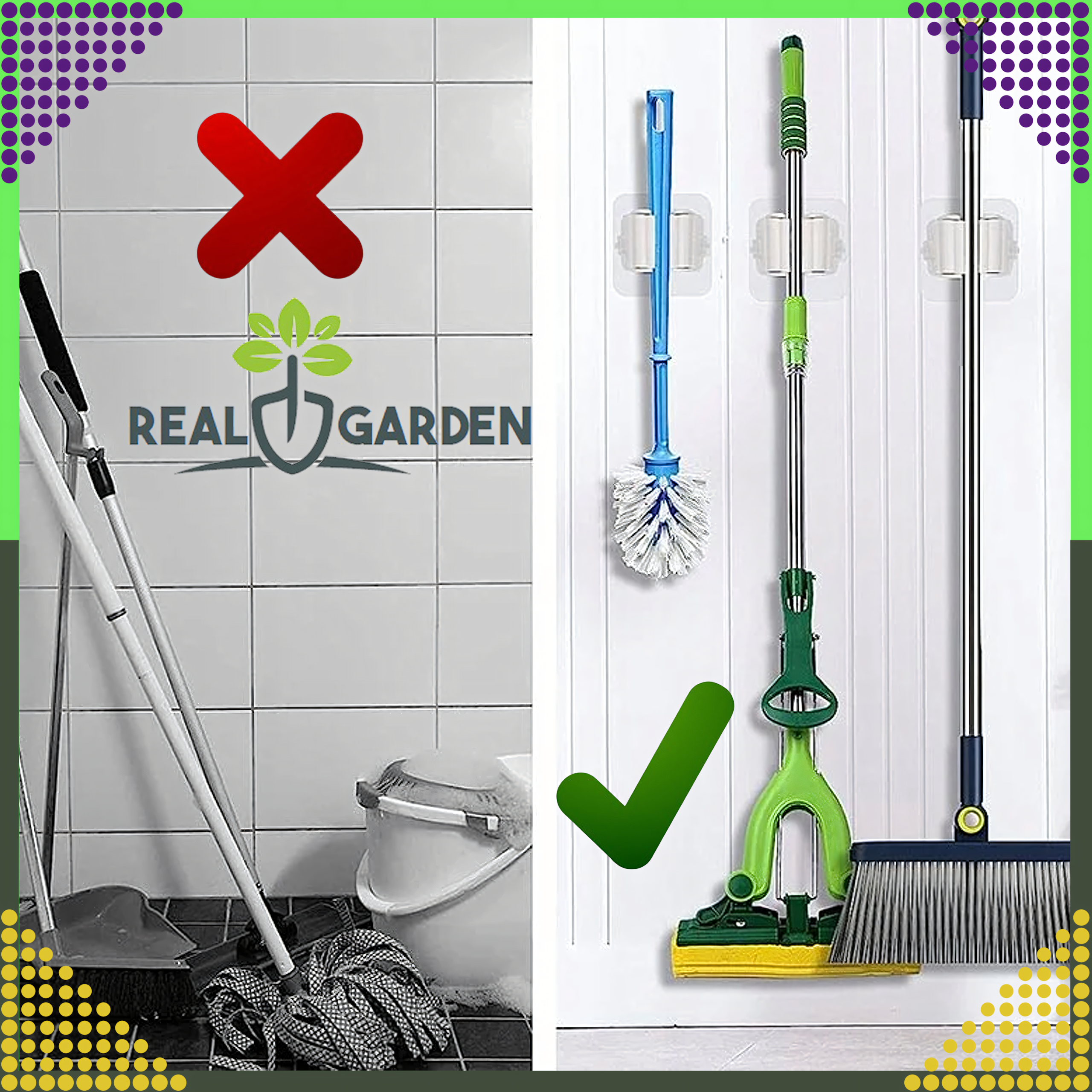 Uchwyt Wieszak Ścienny na Mop Mopy Szczotki Miotłe Narzędzia Samoprzylepny - obrazek 9