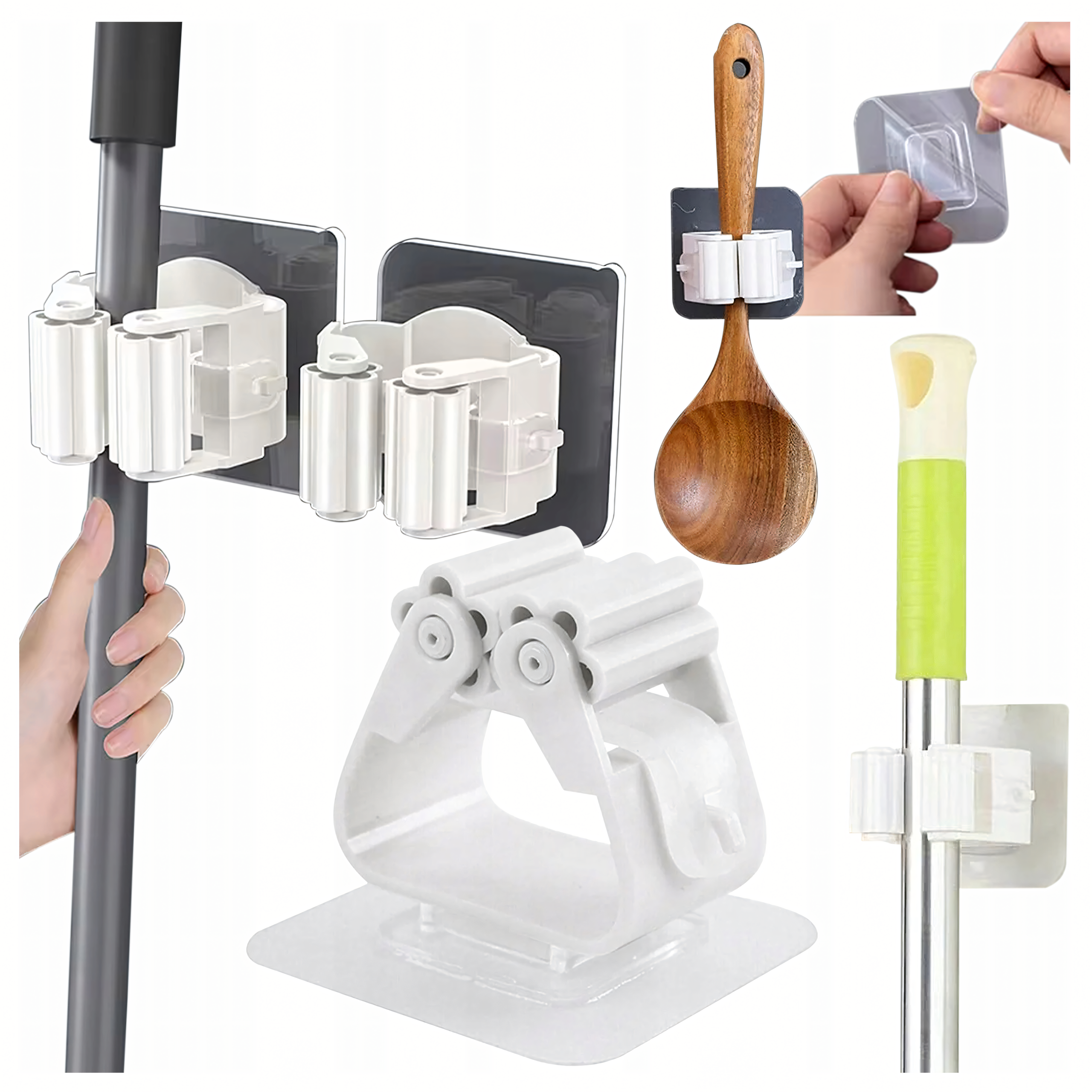 Uchwyt Wieszak Ścienny na Mop Mopy Szczotki Miotłe Narzędzia Samoprzylepny - obrazek 10