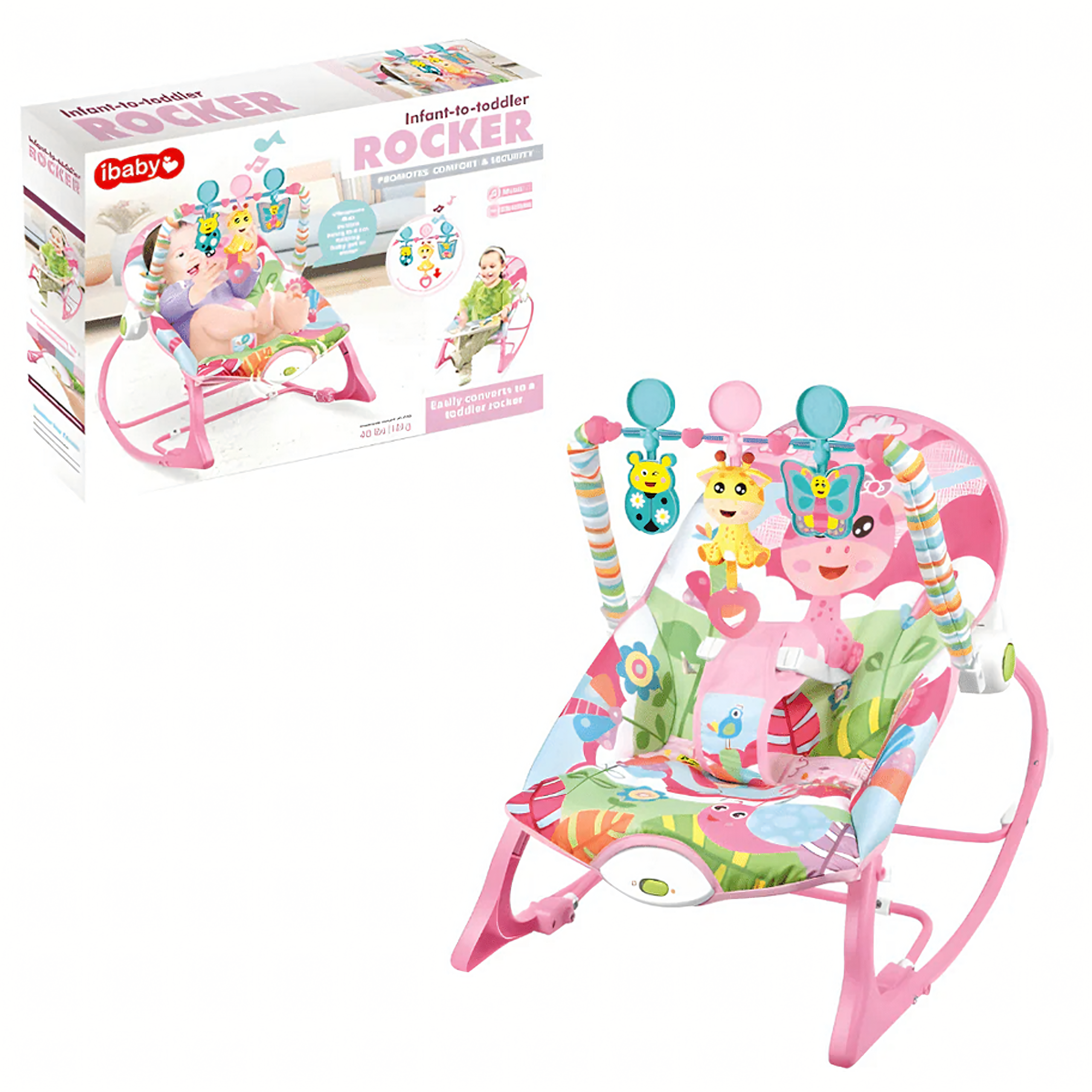 Leżaczek Bujaczek Siedzisko dla Niemowląt Dziecka Wibracje Grzechotki 18 kg - obrazek 3