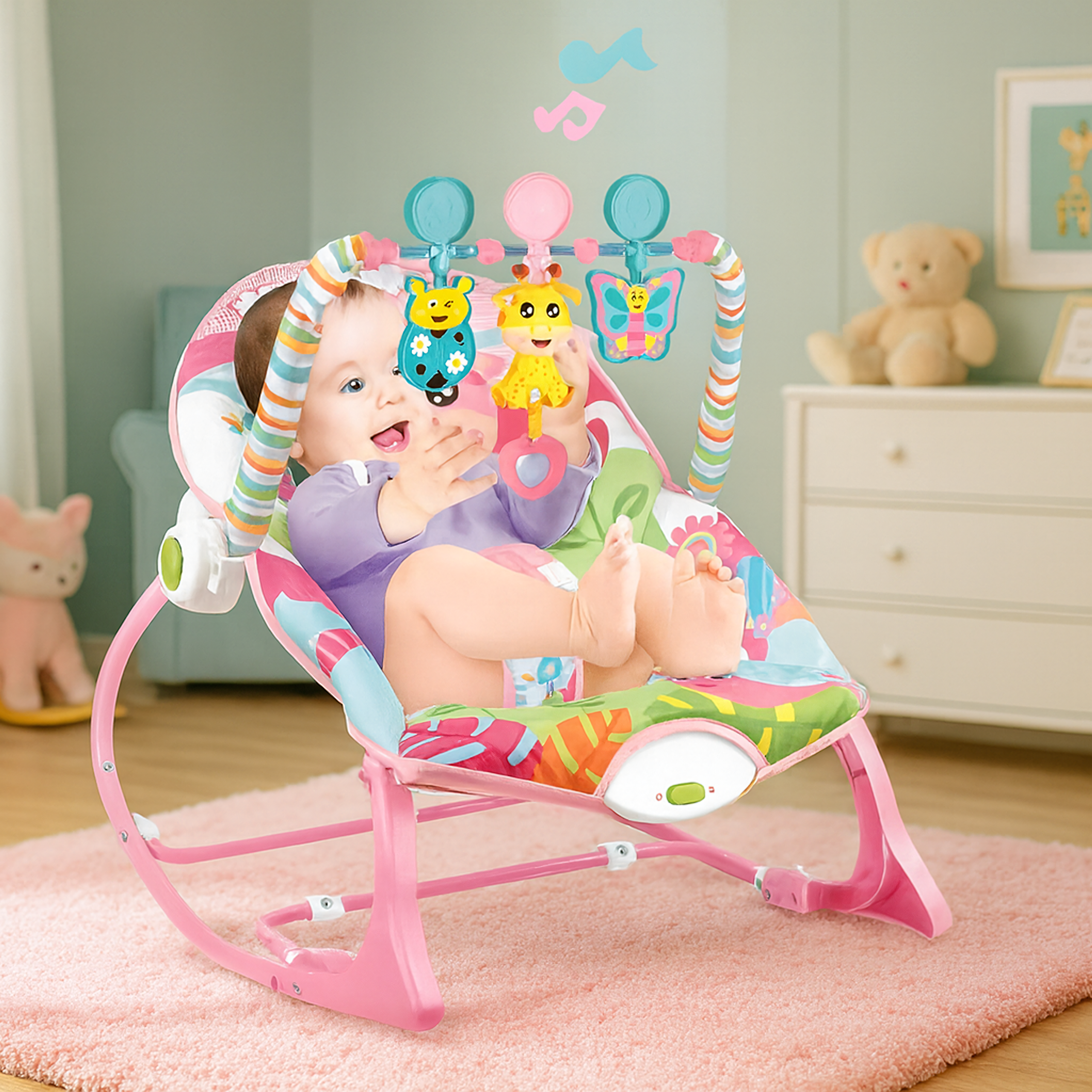 Leżaczek Bujaczek Siedzisko dla Niemowląt Dziecka Wibracje Grzechotki 18 kg - obrazek 5