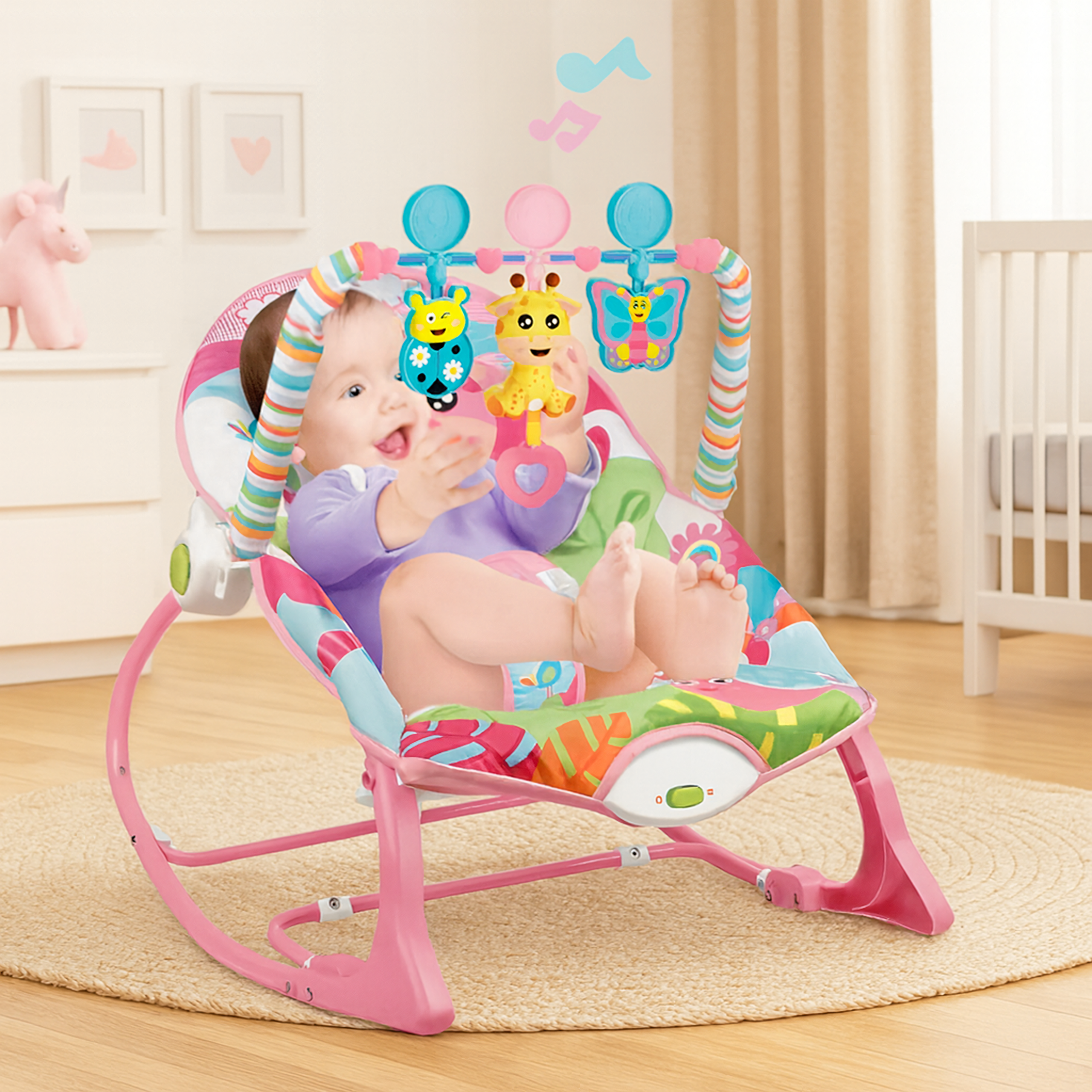 Leżaczek Bujaczek Siedzisko dla Niemowląt Dziecka Wibracje Grzechotki 18 kg - obrazek 8
