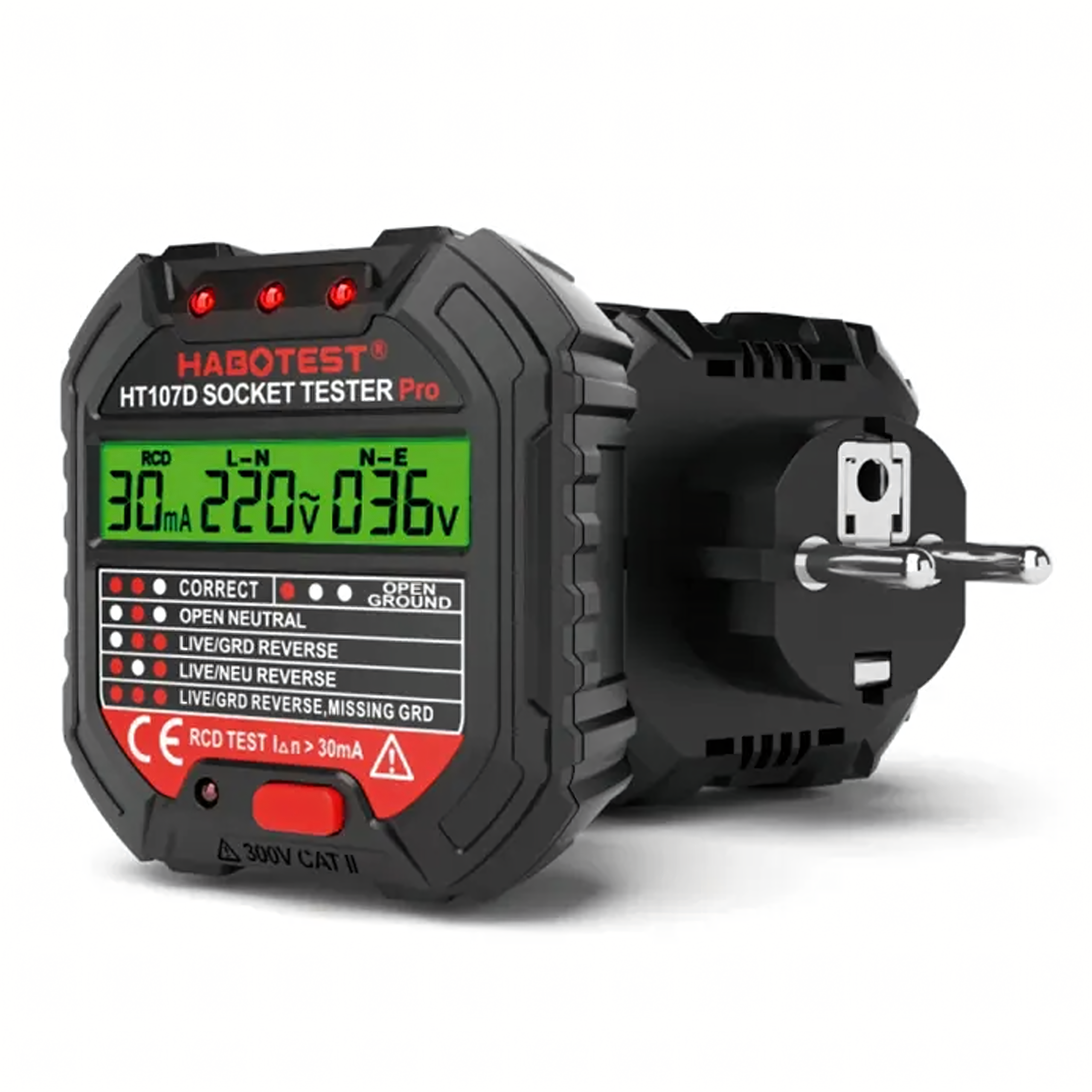 Tester Napięcia Gniazd Sieciowych Elektrycznych Gniazdek Kontaktów LCD RCD - obrazek 3