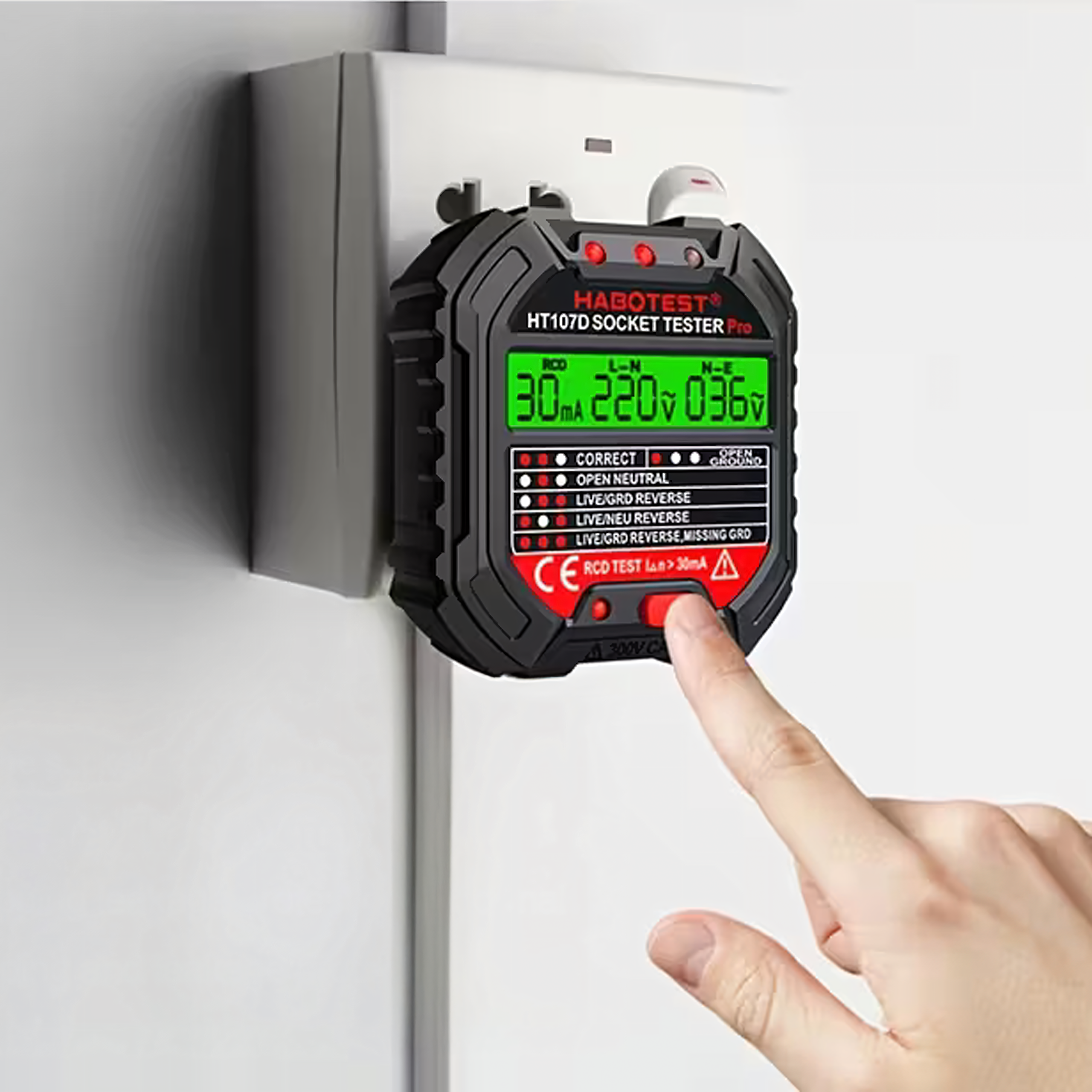 Tester Napięcia Gniazd Sieciowych Elektrycznych Gniazdek Kontaktów LCD RCD - obrazek 5