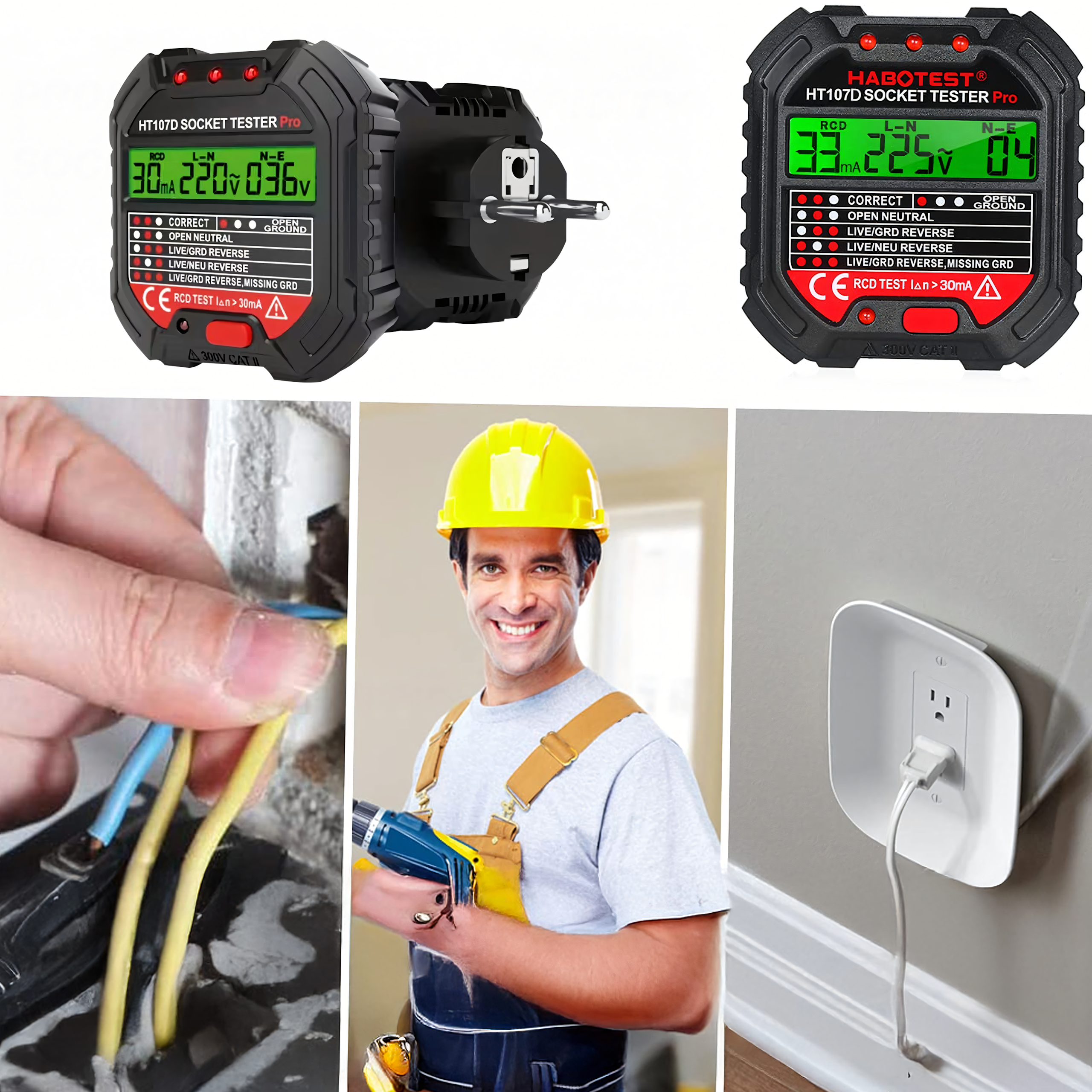 Tester Napięcia Gniazd Sieciowych Elektrycznych Gniazdek Kontaktów LCD RCD - obrazek 7