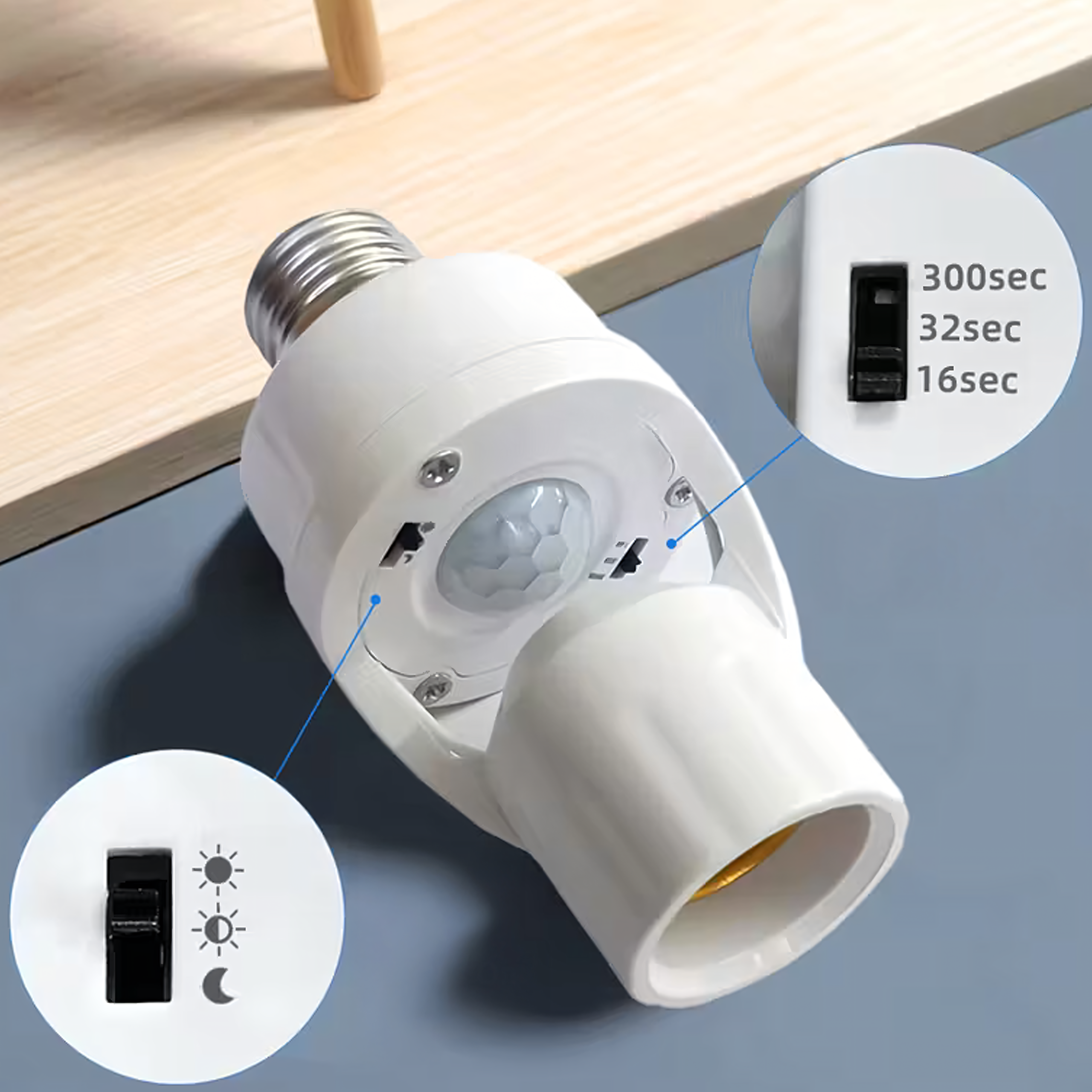 Oprawka Gniazdo Żarówki z Czujnikiem Ruchu 360° Gwint E27 60W Sensor Oprawa - obrazek 10