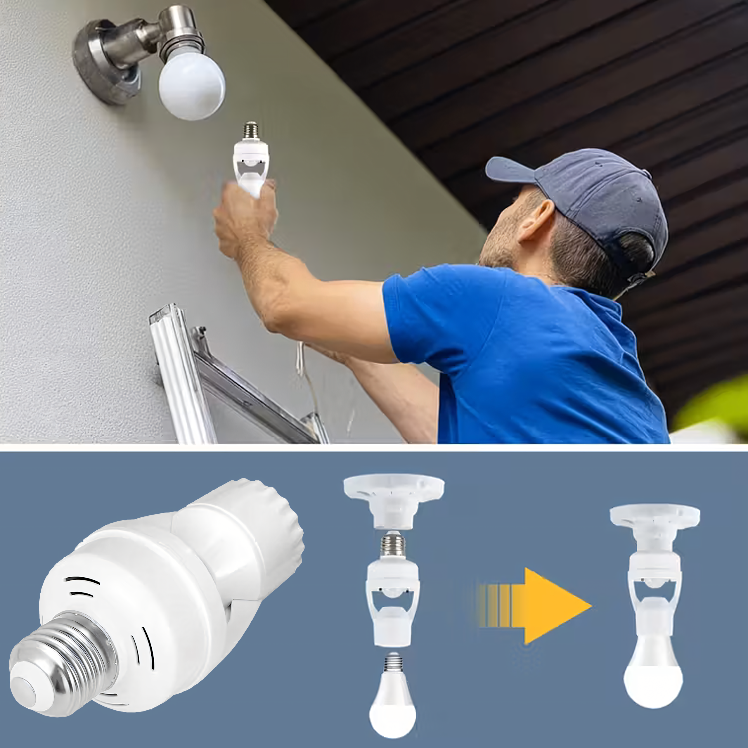 Oprawka Gniazdo Żarówki z Czujnikiem Ruchu 360° Gwint E27 60W Sensor Oprawa - obrazek 11