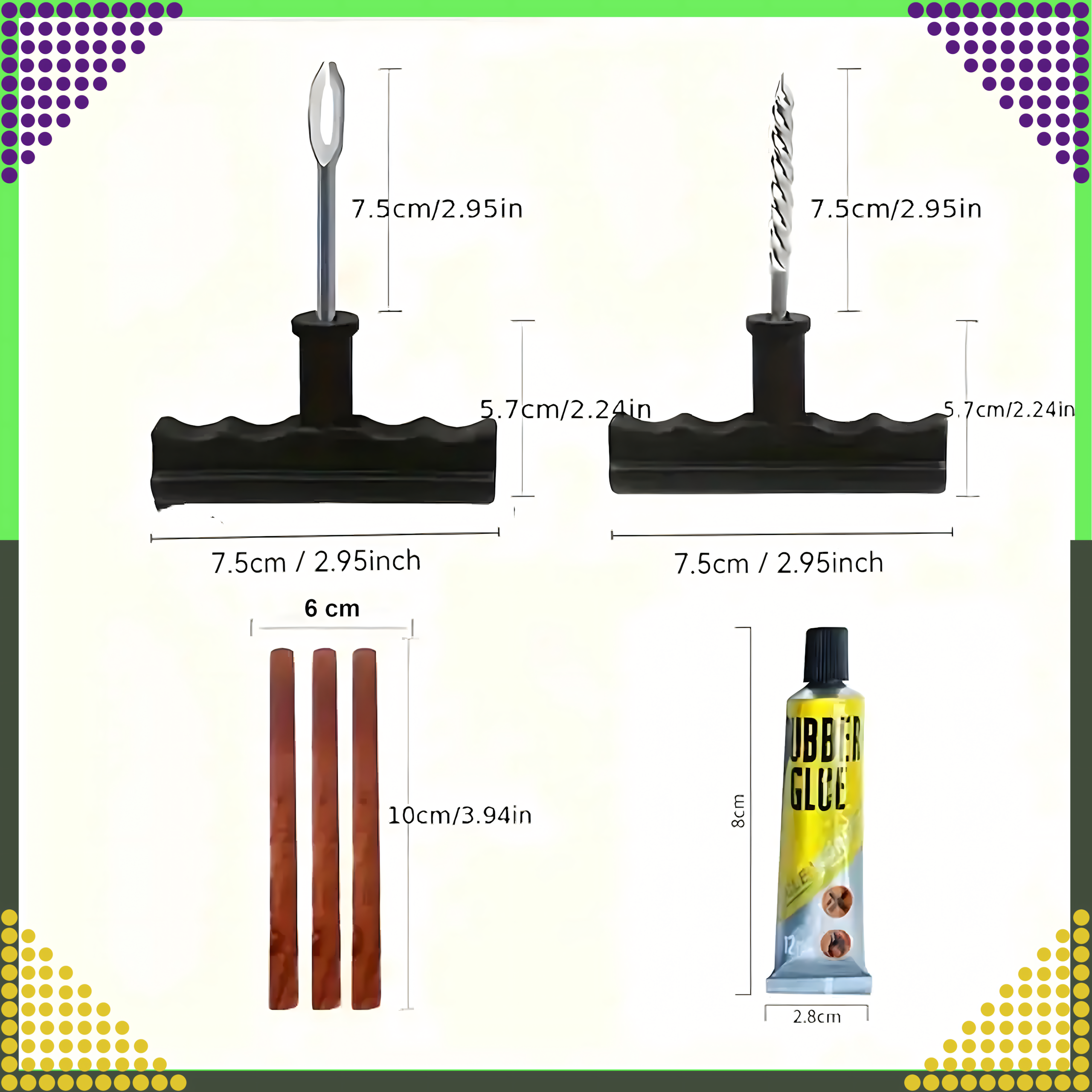 Zestaw Naprawczy do Opon Bezdętkowych Wiertło Szydło Klej 25 x Sznurki - obrazek 5