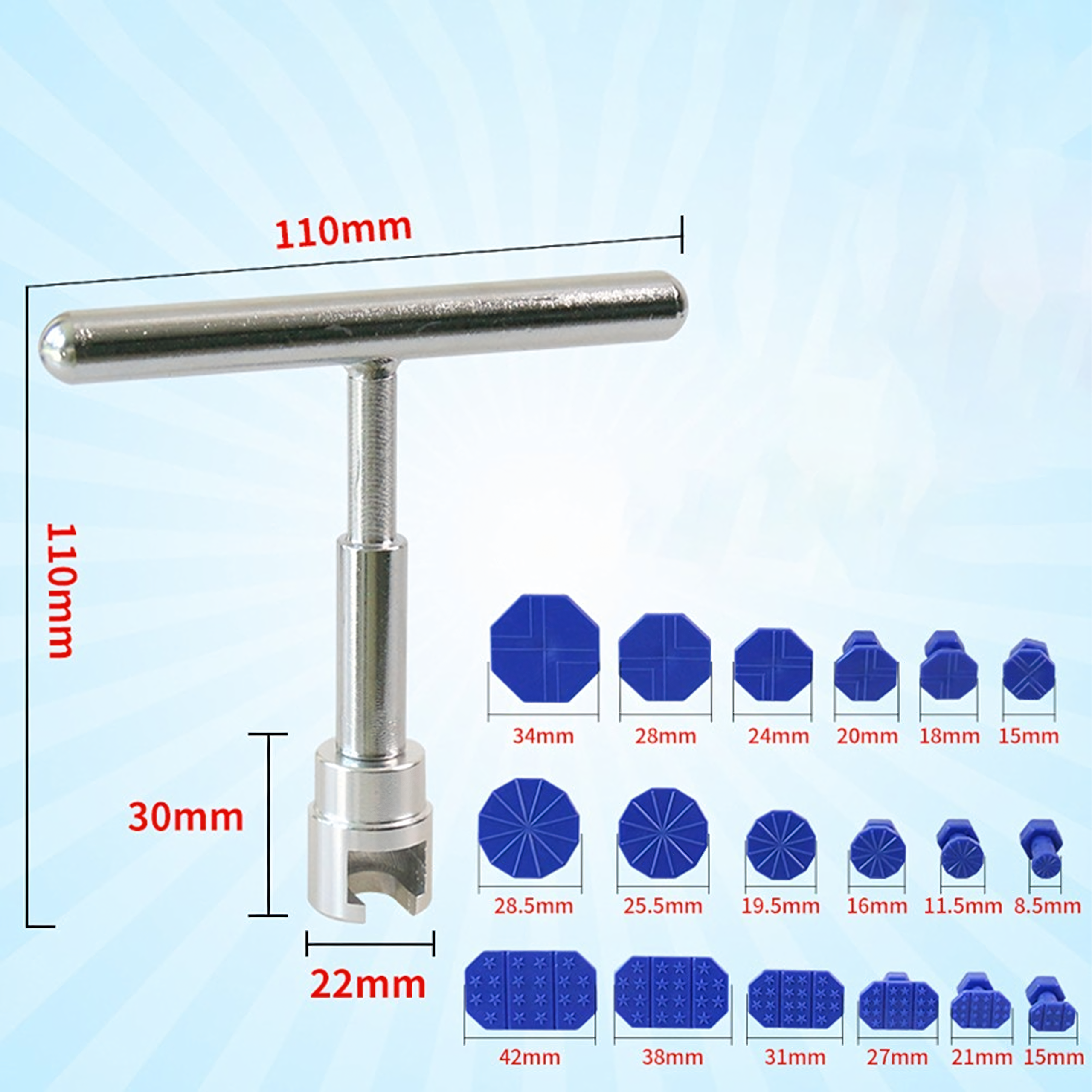 Zestaw do Usuwania Wgnięceń w Karoserii Auta Puller Młotek + 18 Grzybków - obrazek 3
