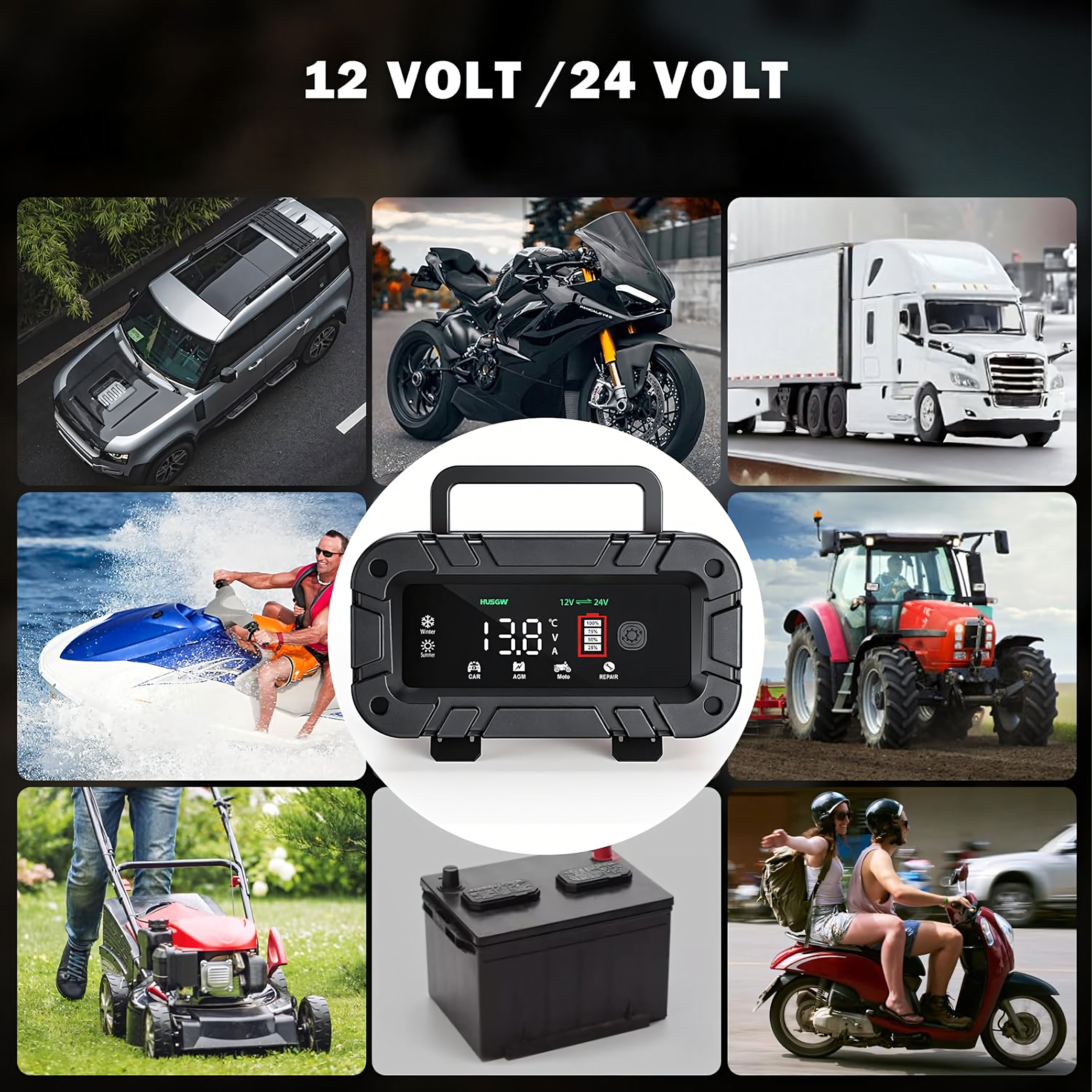 Prostownik z Boosterem do Akumulatorów 12/24V Ładowarka Mikroprocesorowa - obrazek 3