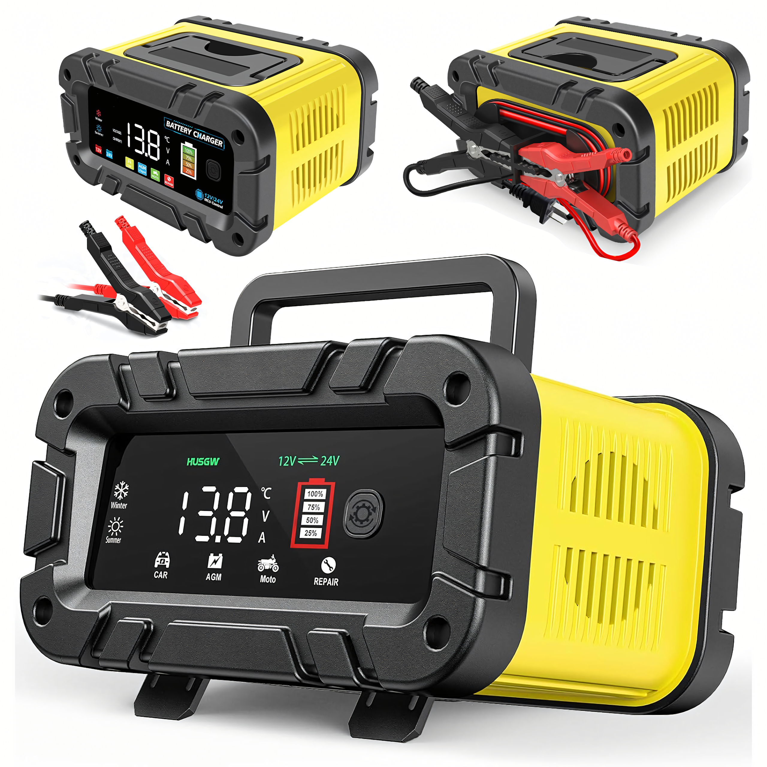 Prostownik z Boosterem do Akumulatorów 12/24V Ładowarka Mikroprocesorowa - obrazek 6