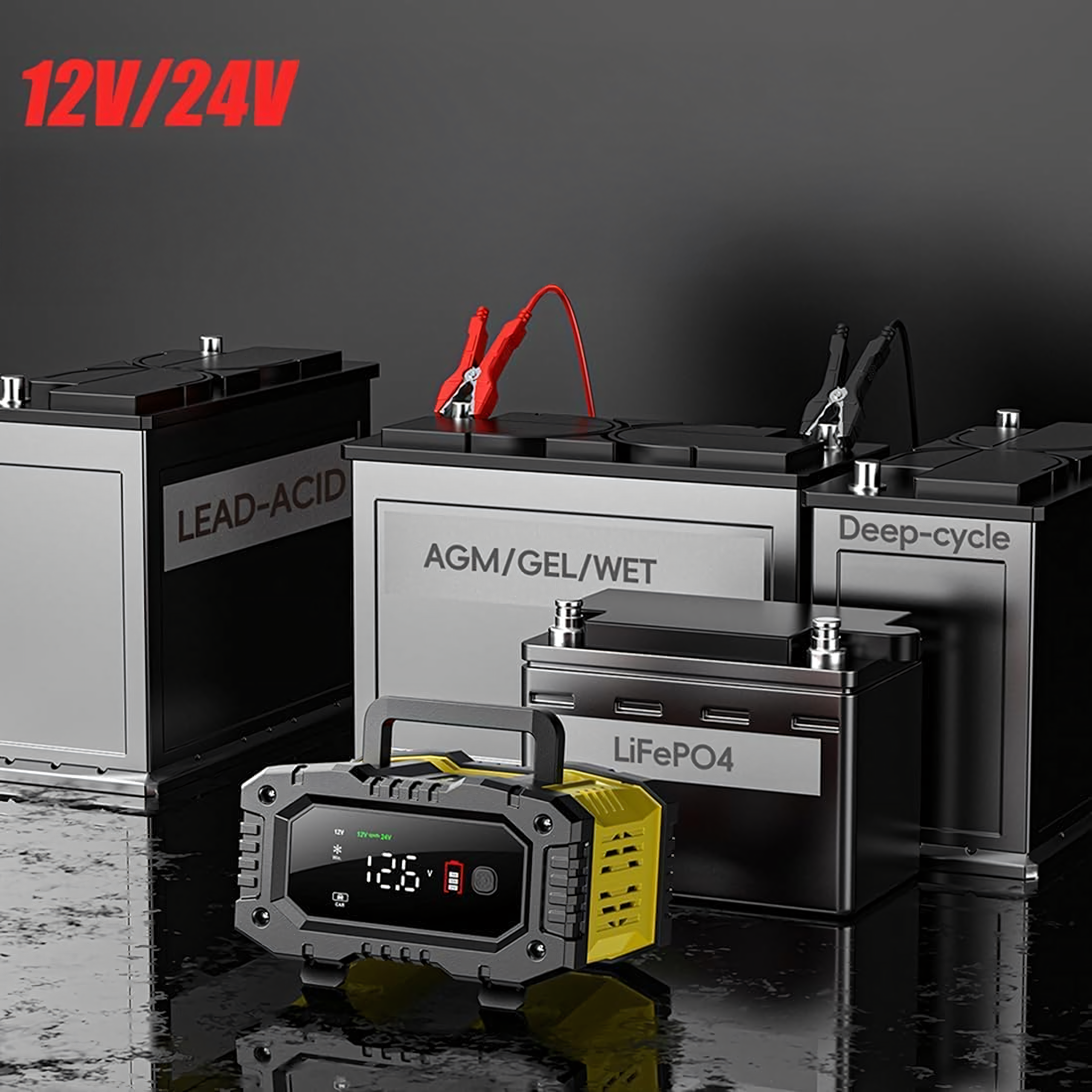 Prostownik z Boosterem do Akumulatorów 12/24V Ładowarka Mikroprocesorowa - obrazek 8